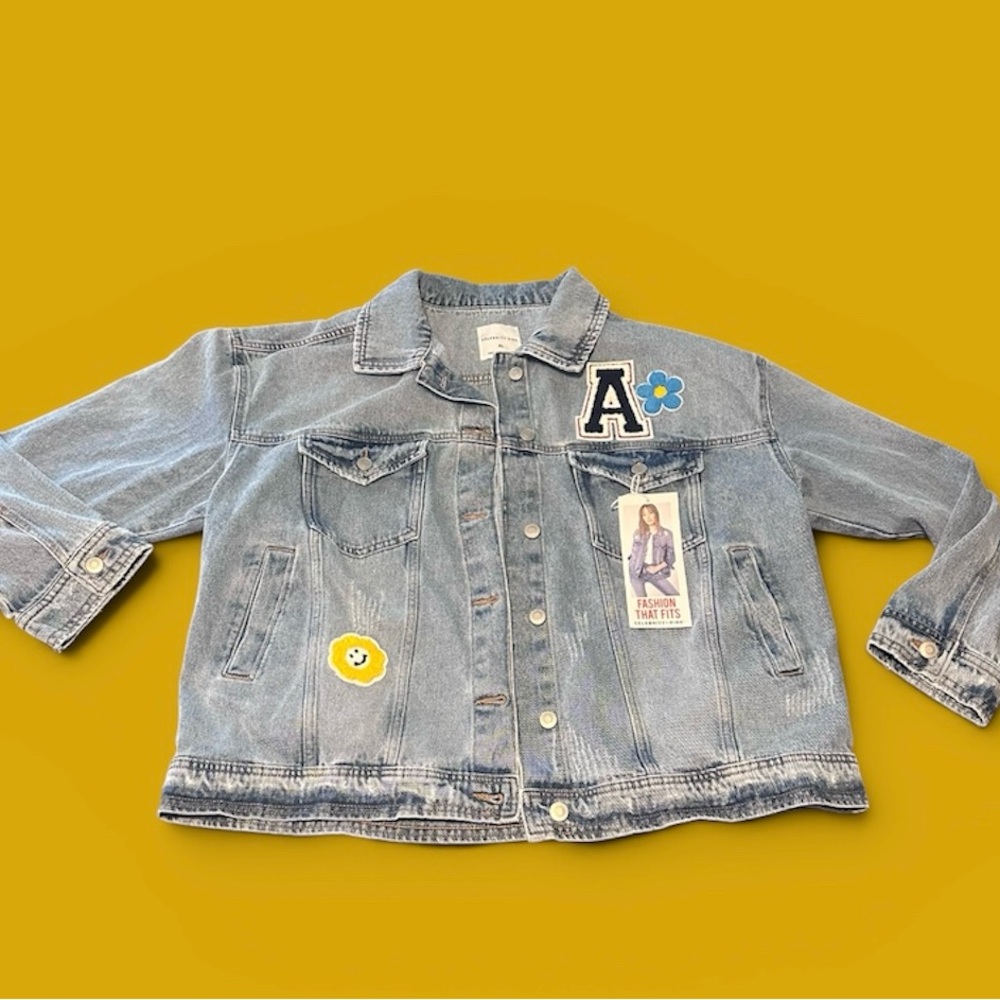Celebrity Pink Light Wash Denim Jacket with Patch Details